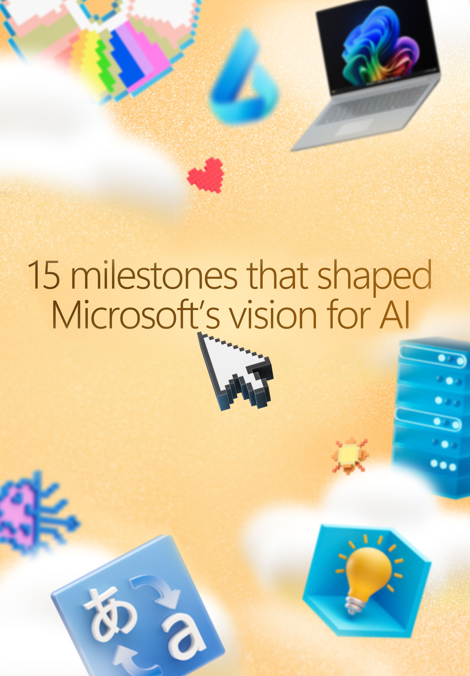Hero 15 milestones that shaped Microsoft's vision for AI illustration