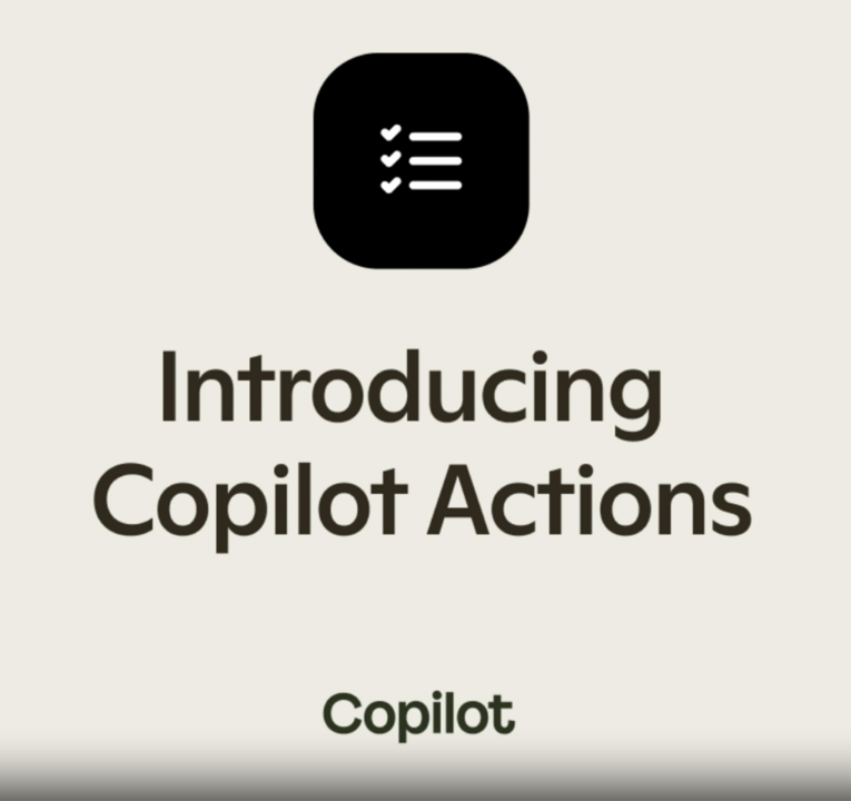 Text reading introducing Copilot Actions